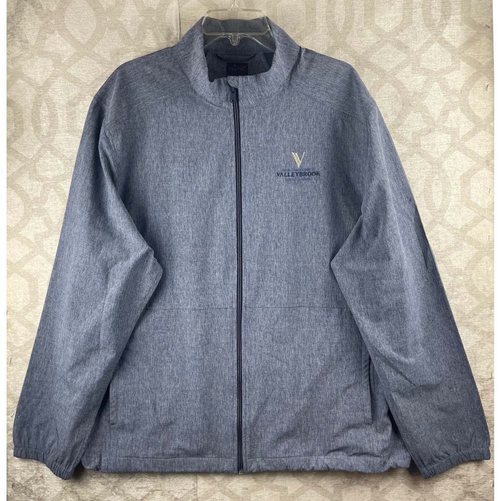 Greg Norman Golf Jacket Mens XL Blue Heather Full Zip Valleybrook Country Club